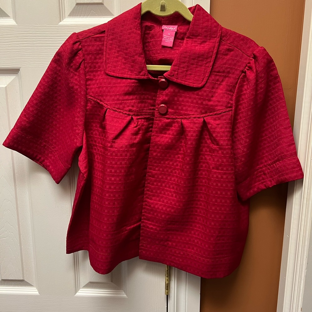 Elegant Red Button Down Women's Jacket